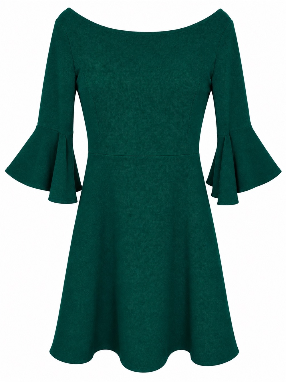 Brave Soul London Emerald Green Off Shoulder Bell Sleeve Skater Dress Size S NWT